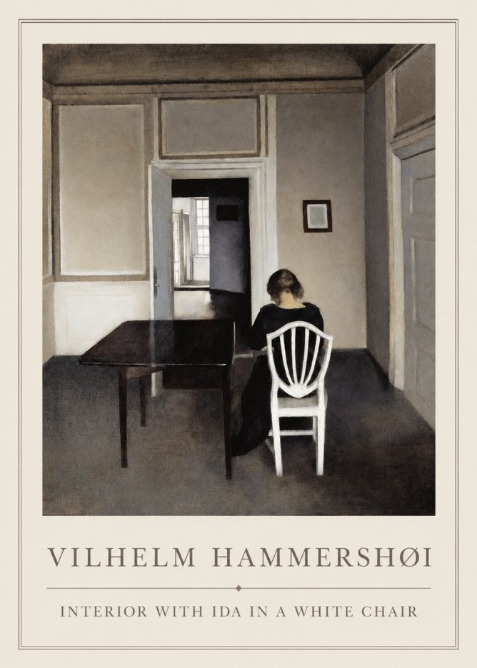 Vilhelm Hammershøi Interior with Ida in a White Chair No1 - Plakát