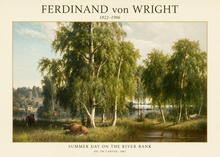 Ferdinand von Wright Summer Day on the River Bank No1 - Plakát