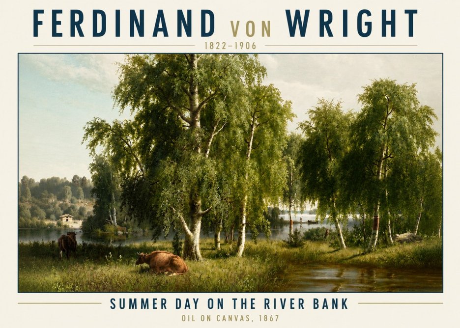 Ferdinand von Wright Summer Day on the River Bank No3 - Plakát