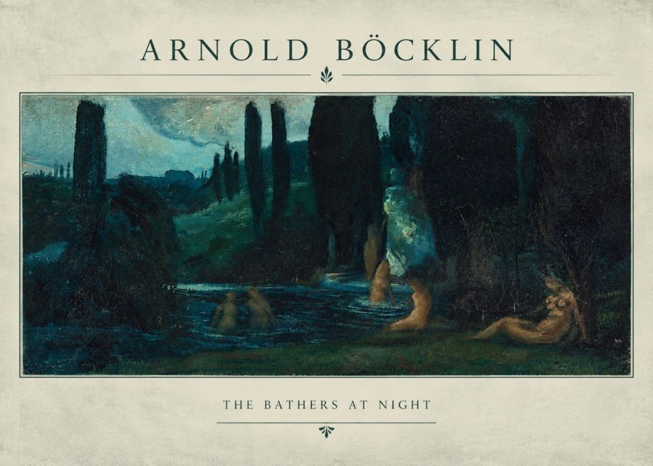 Arnold Böcklin The Bathers at Night No4 - Plakát