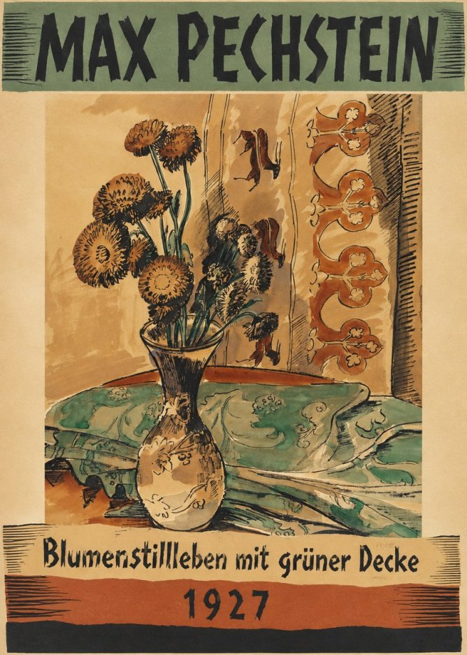 Max Pechstein Blumenstillleben Mit Grüner Decke No5 - Plakát