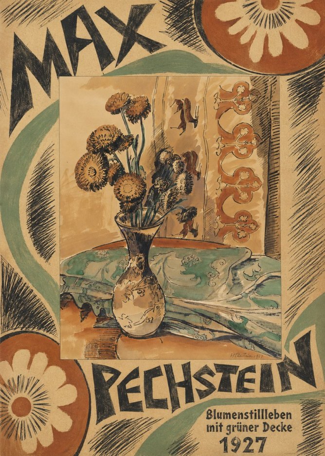 Max Pechstein Blumenstillleben Mit Grüner Decke No6 - Plakát