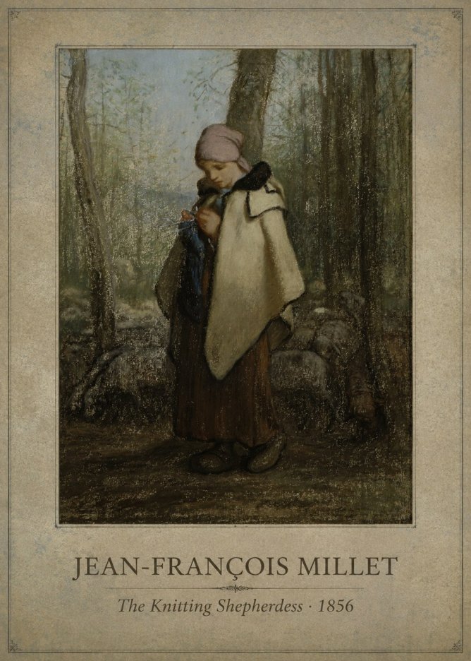 Jean-François Millet The Knitting Shepherdess · 1856 No1 - Plakát