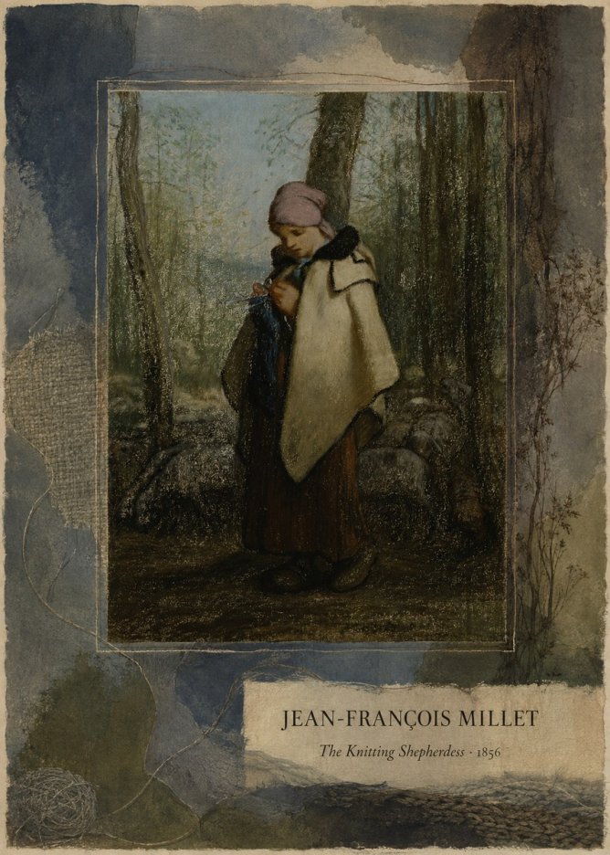 Jean-François Millet The Knitting Shepherdess · 1856 No4 - Plakát