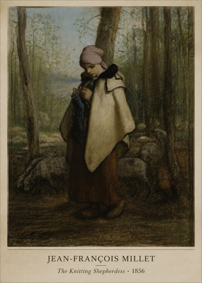 Jean-François Millet The Knitting Shepherdess · 1856 No5 - Plakát
