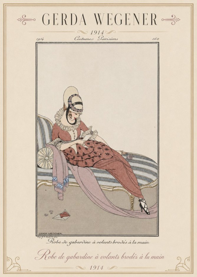 Gerda Wegener Robe De Gabardine À Volants Brodés À La Main II No1 - Plakát