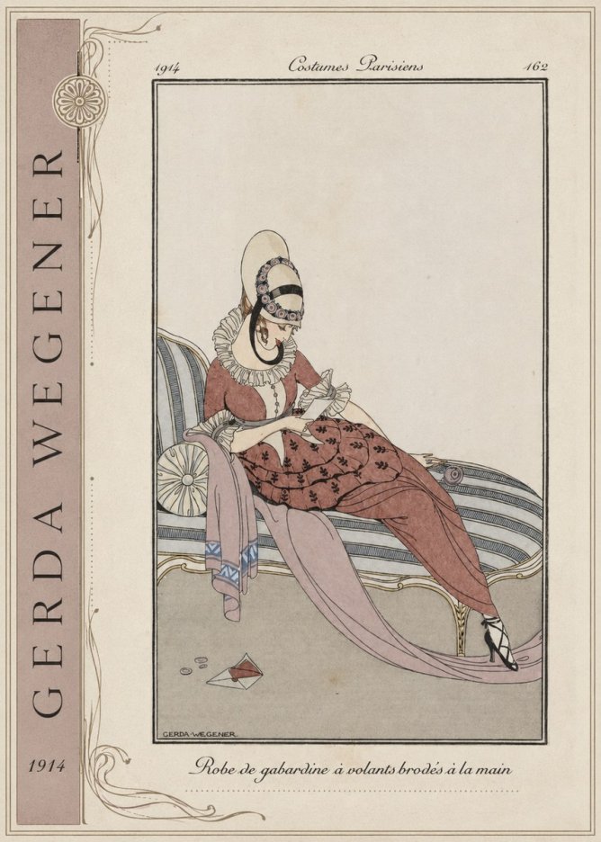 Gerda Wegener Robe De Gabardine À Volants Brodés À La Main II No2 - Plakát