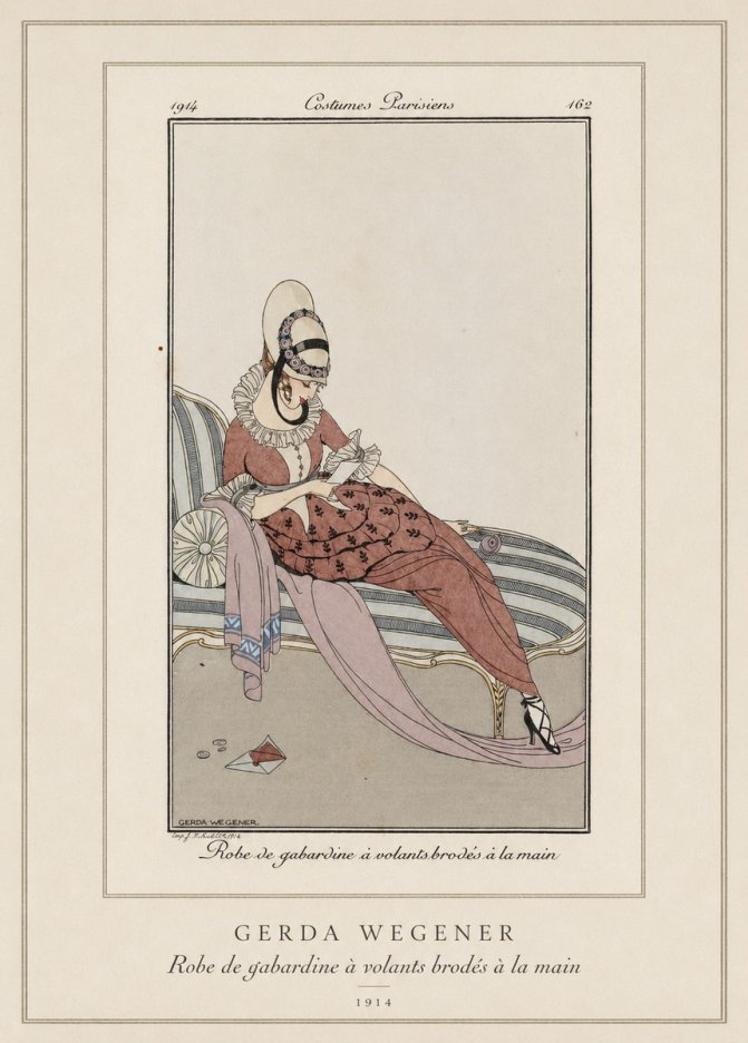 Gerda Wegener Robe De Gabardine À Volants Brodés À La Main II No3 - Plakát
