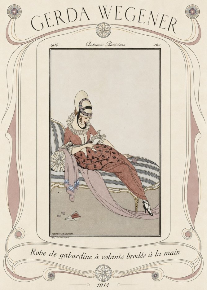 Gerda Wegener Robe De Gabardine À Volants Brodés À La Main II No4 - Plakát