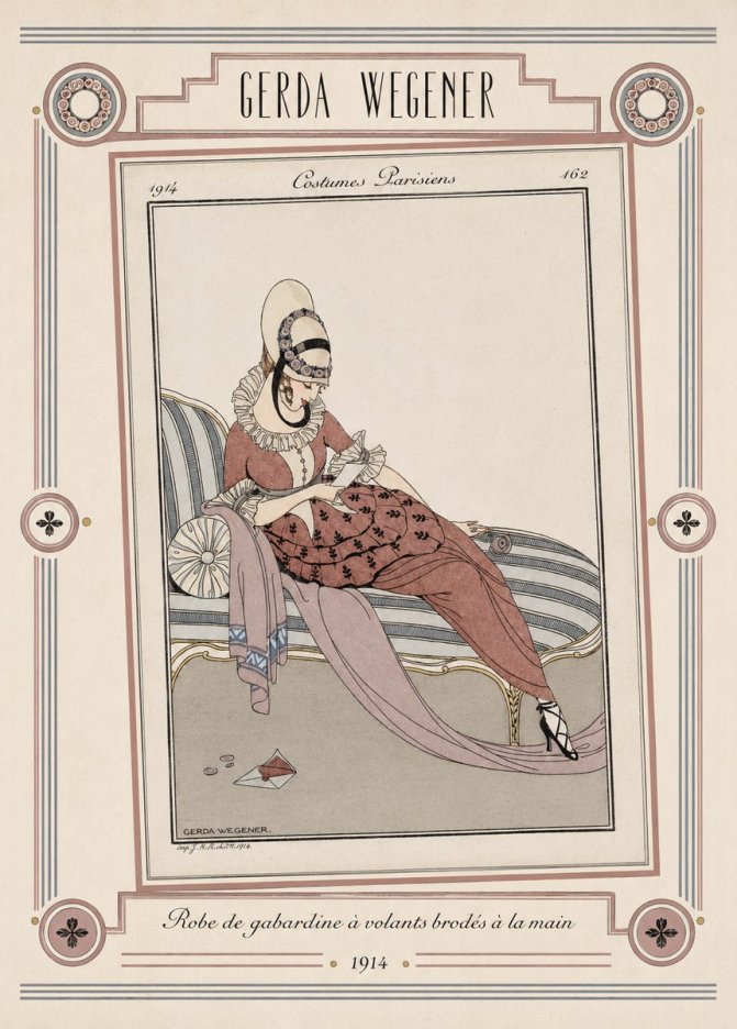 Gerda Wegener Robe De Gabardine À Volants Brodés À La Main II No5 - Plakát