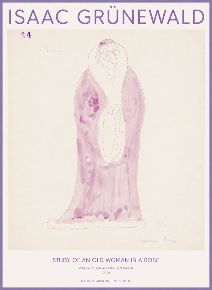 Isaac Grünewald Study of an Old Woman in a Robe No1 - Plakát