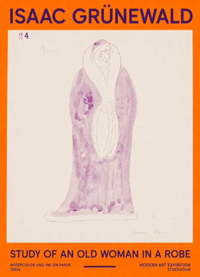 Isaac Grünewald Study of an Old Woman in a Robe No2 - Plakát