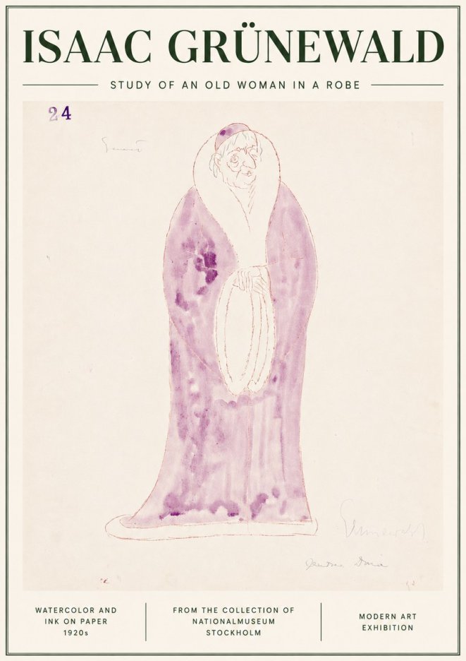 Isaac Grünewald Study of an Old Woman in a Robe No3 - Plakát