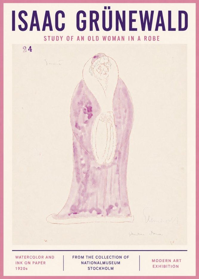 Isaac Grünewald Study of an Old Woman in a Robe No4 - Plakát