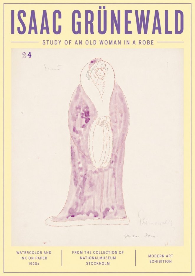 Isaac Grünewald Study of an Old Woman in a Robe No6 - Plakát
