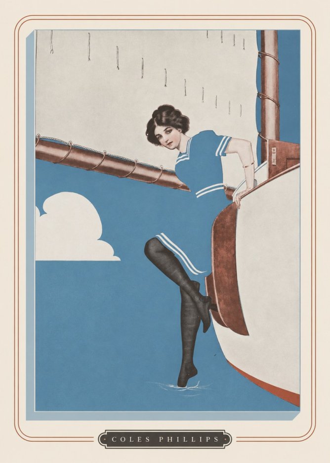 Coles Phillips Woman on a Yacht No3 - Plakát