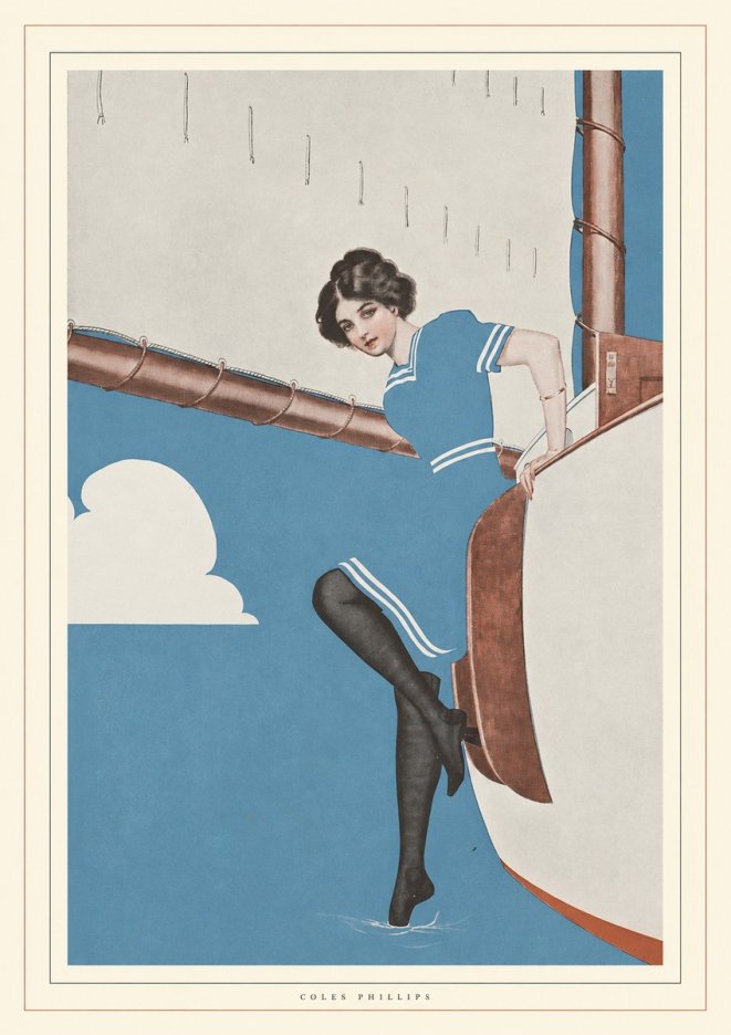 Coles Phillips Woman on a Yacht No4 - Plakát