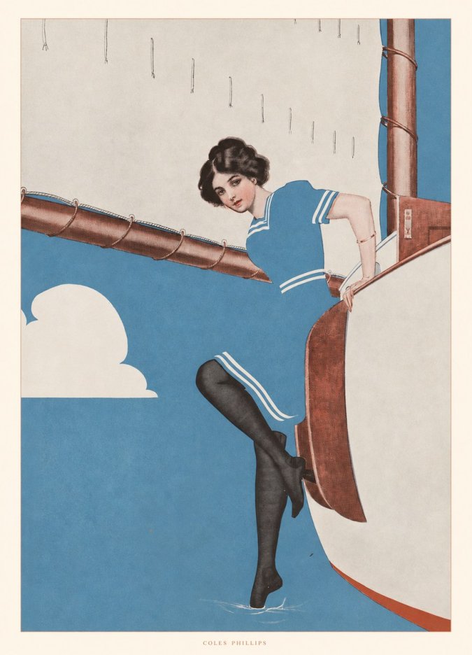 Coles Phillips Woman on a Yacht No5 - Plakát