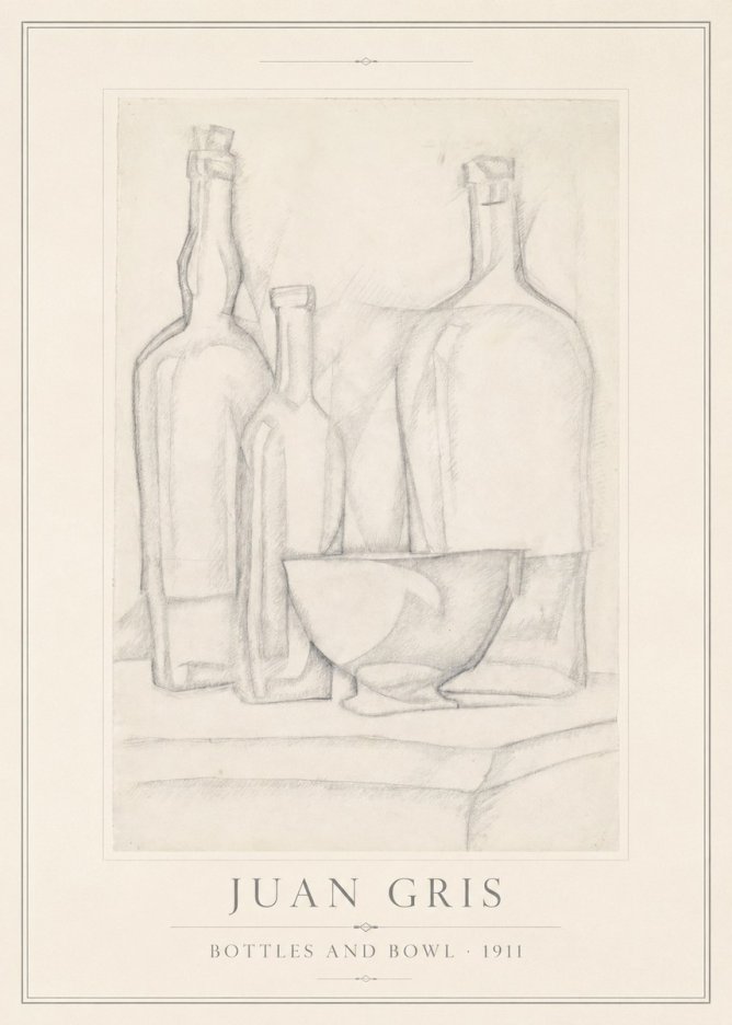 Juan Gris Bottles and Bowl No1 - Plakát