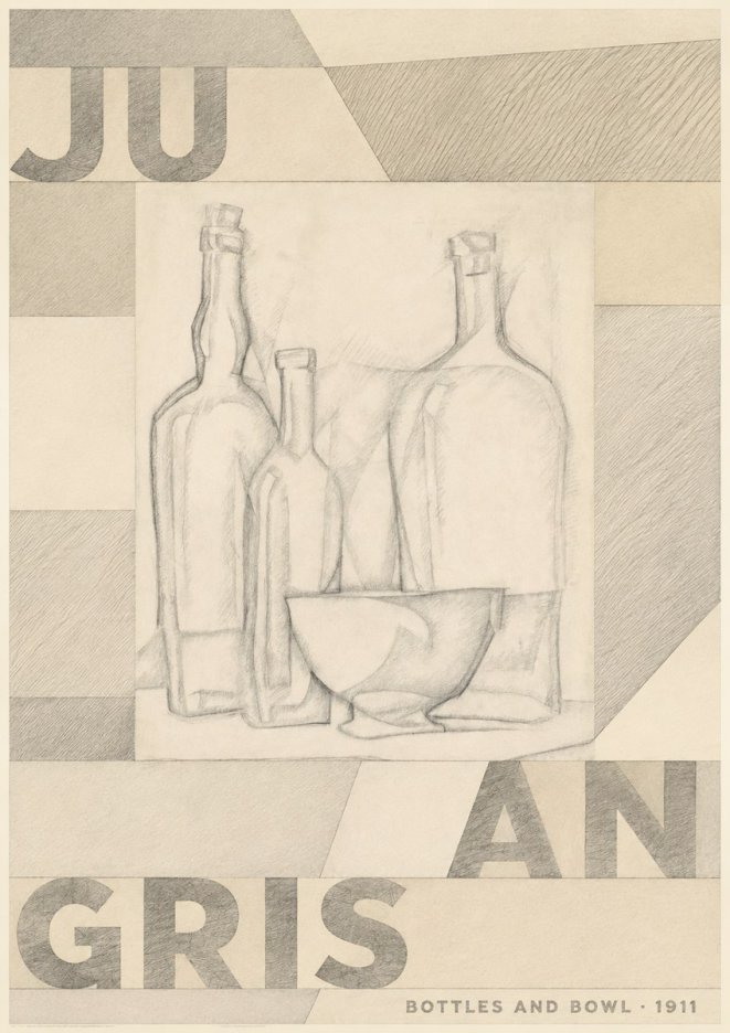 Juan Gris Bottles and Bowl No4 - Plakát