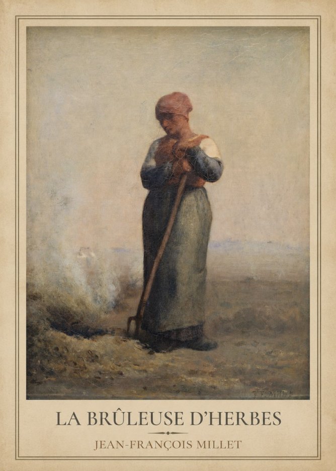 Jean-François Millet La Brûleuse D'herbes No5 - Plakát