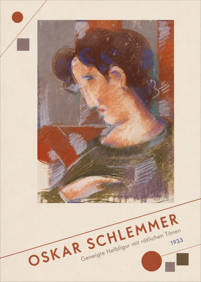 Oskar Schlemmer Geneigte Halbfigur Mit Rötlichen Tönen No3 - Plakát