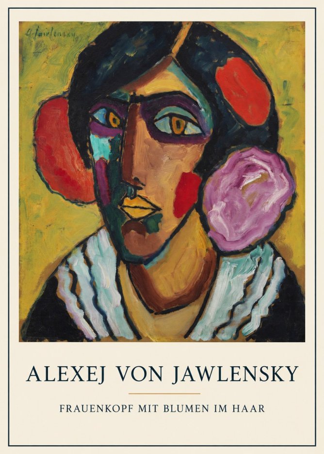 Alexej von Jawlensky Frauenkopf Mit Blumen Im Haar No5 - Plakát