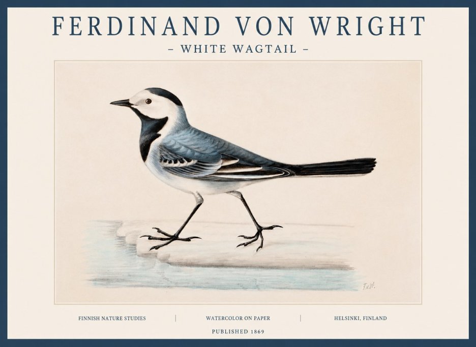 Ferdinand von Wright White Wagtail No1 - Plakát