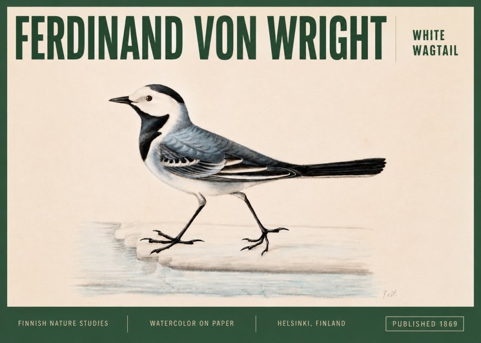 Ferdinand von Wright White Wagtail No3 - Plakát
