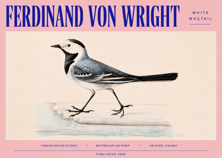 Ferdinand von Wright White Wagtail No4 - Plakát