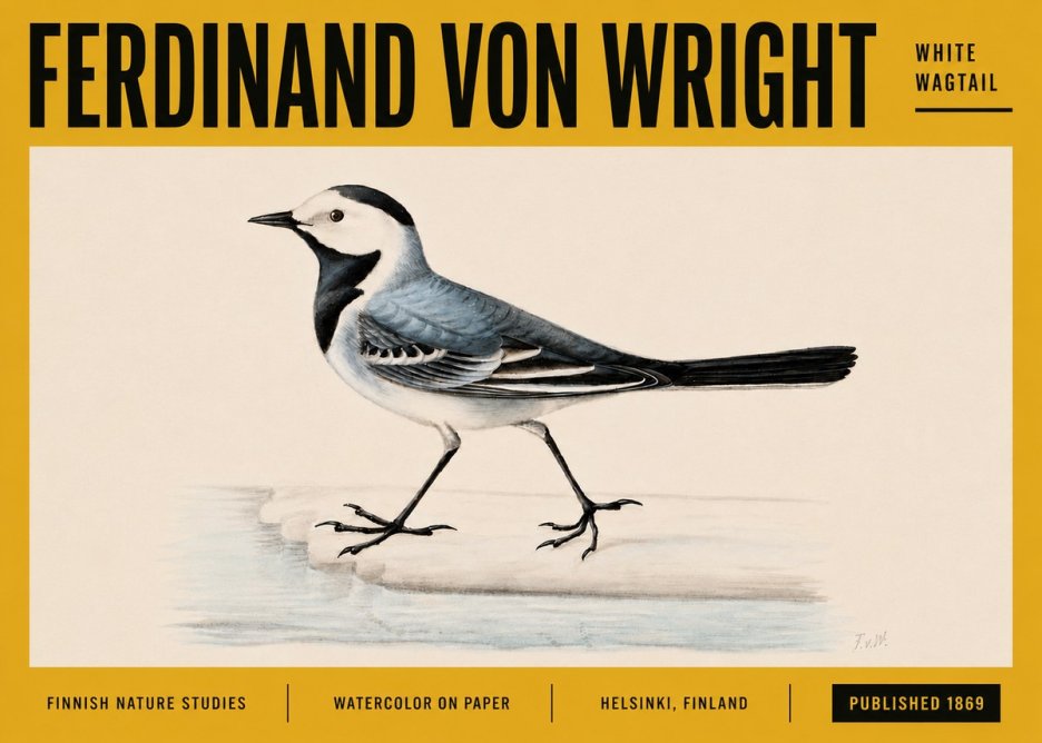 Ferdinand von Wright White Wagtail No5 - Plakát
