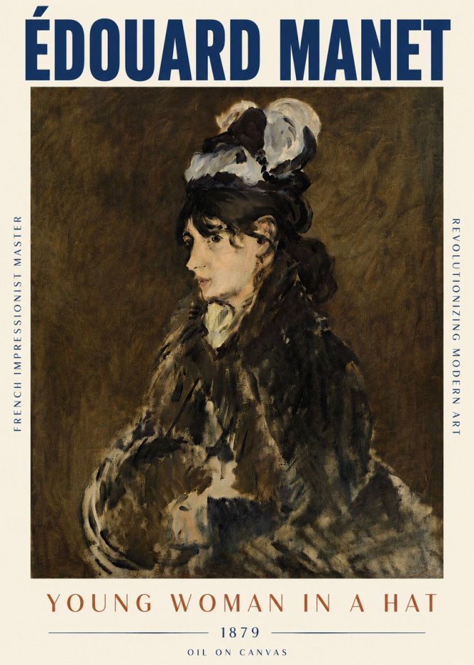 Édouard Manet Young Woman in a Hat I No5 - Plakát