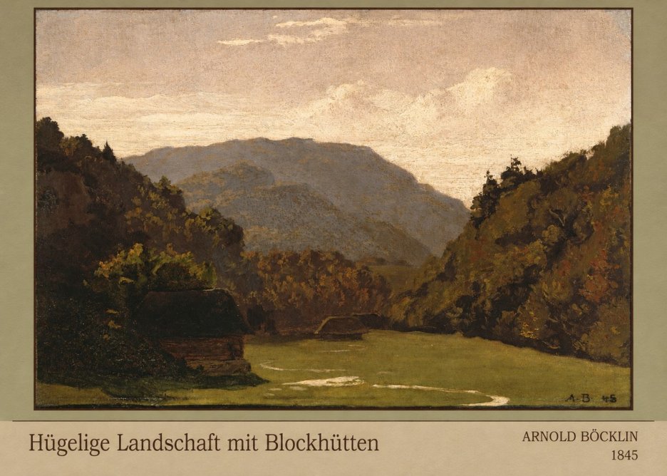 Arnold Böcklin Hügelige Landschaft Mit Blockhütten No3 - Plakát