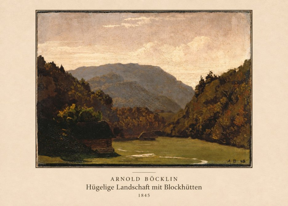 Arnold Böcklin Hügelige Landschaft Mit Blockhütten No4 - Plakát