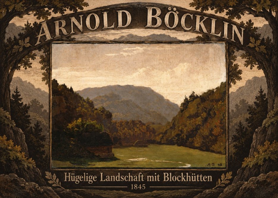 Arnold Böcklin Hügelige Landschaft Mit Blockhütten No6 - Plakát
