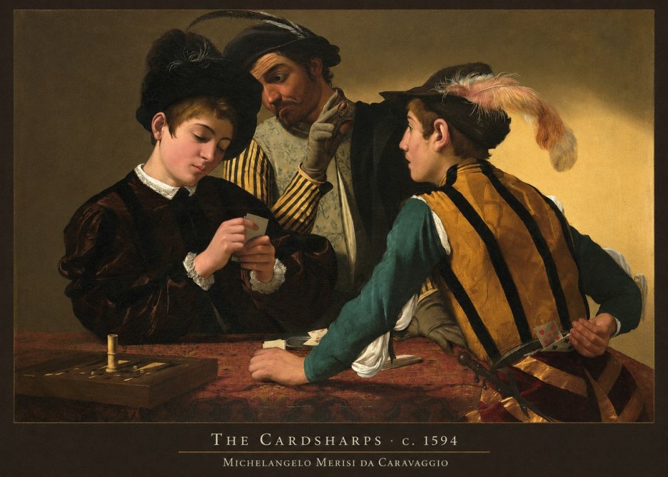 Michelangelo Merisi da Caravaggio The Cardsharps III No3 - Plakát