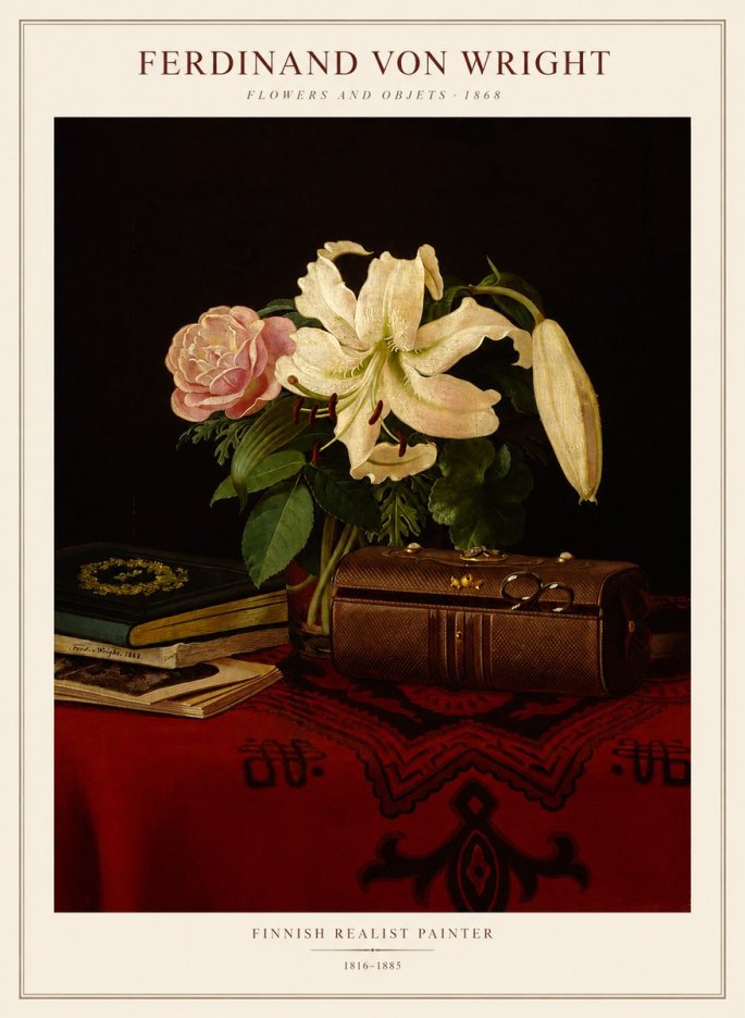 Ferdinand von Wright Flowers and Objets No1 - Plakát