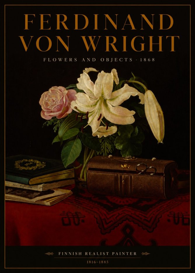 Ferdinand von Wright Flowers and Objets No4 - Plakát