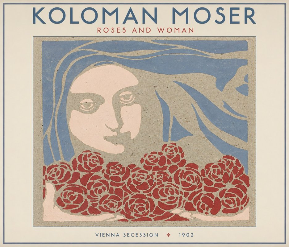 Koloman Moser Roses and Woman No1 - Plakát