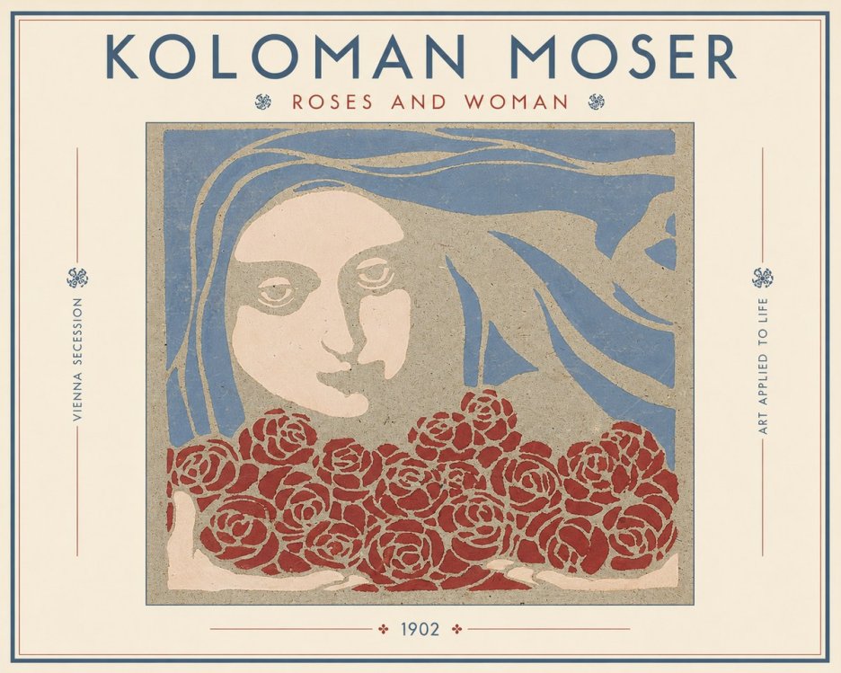 Koloman Moser Roses and Woman No3 - Plakát