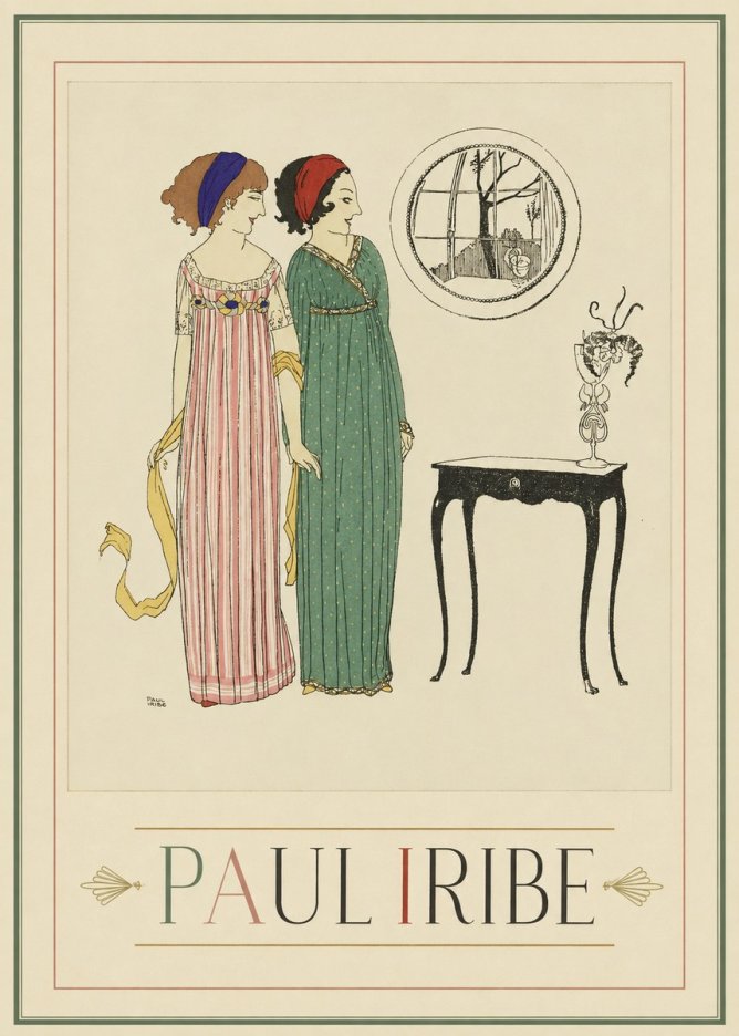 Paul Iribe Two Women in Elegant Dresses No1 - Plakát
