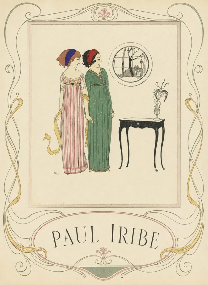 Paul Iribe Two Women in Elegant Dresses No3 - Plakát