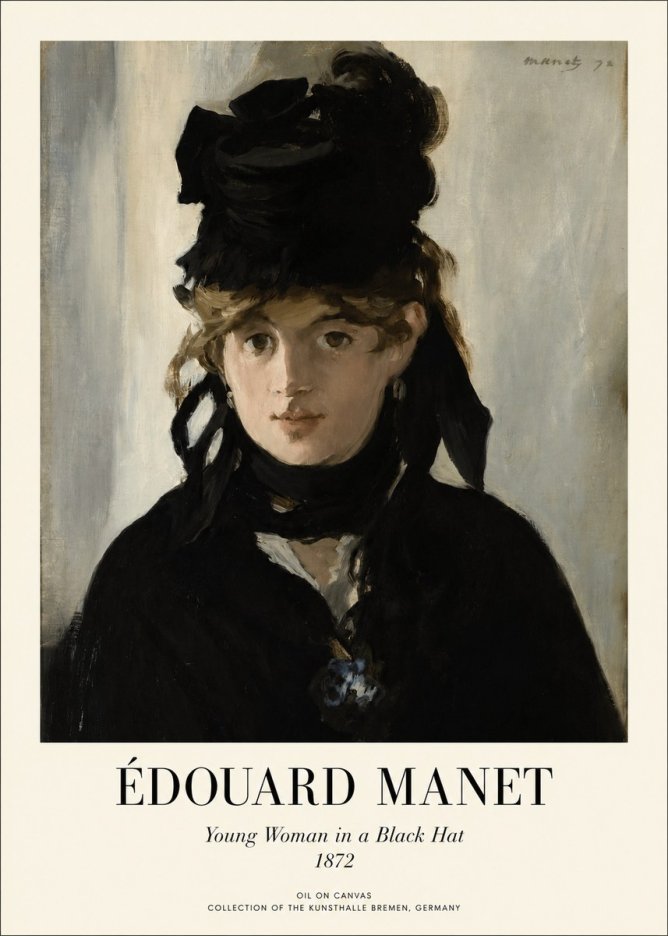 Édouard Manet Young Woman in a Black Hat I No1 - Plakát