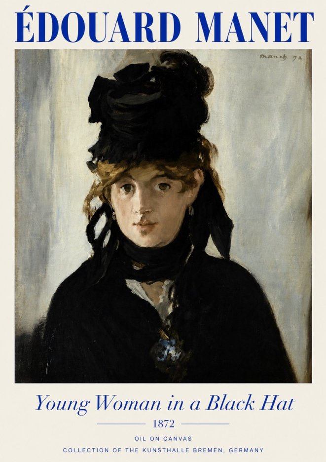 Édouard Manet Young Woman in a Black Hat I No4 - Plakát