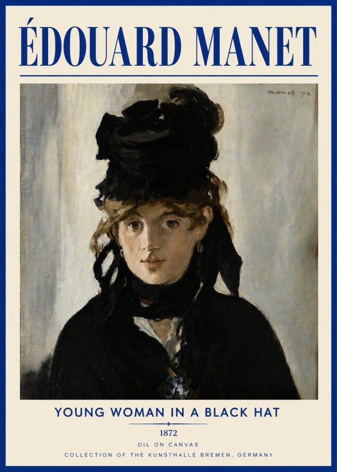 Édouard Manet Young Woman in a Black Hat I No5 - Plakát