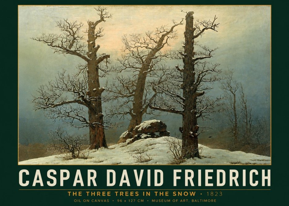 Caspar David Friedrich The Three Trees in the Snow No2 - Plakát