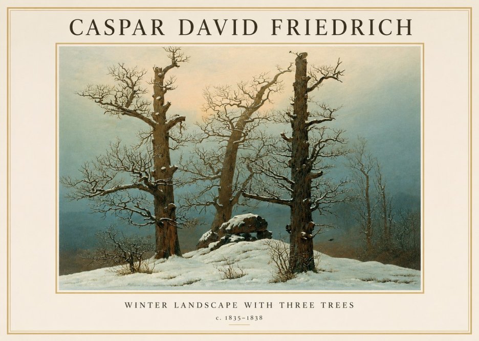 Caspar David Friedrich The Three Trees in the Snow No3 - Plakát