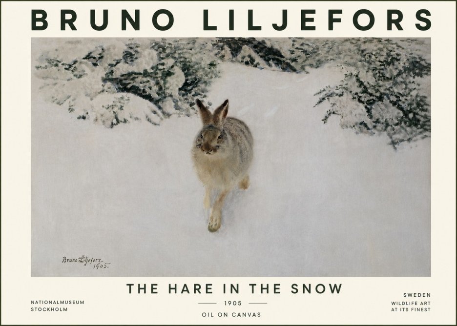 Bruno Liljefors The Hare in the Snow No5 - Plakát