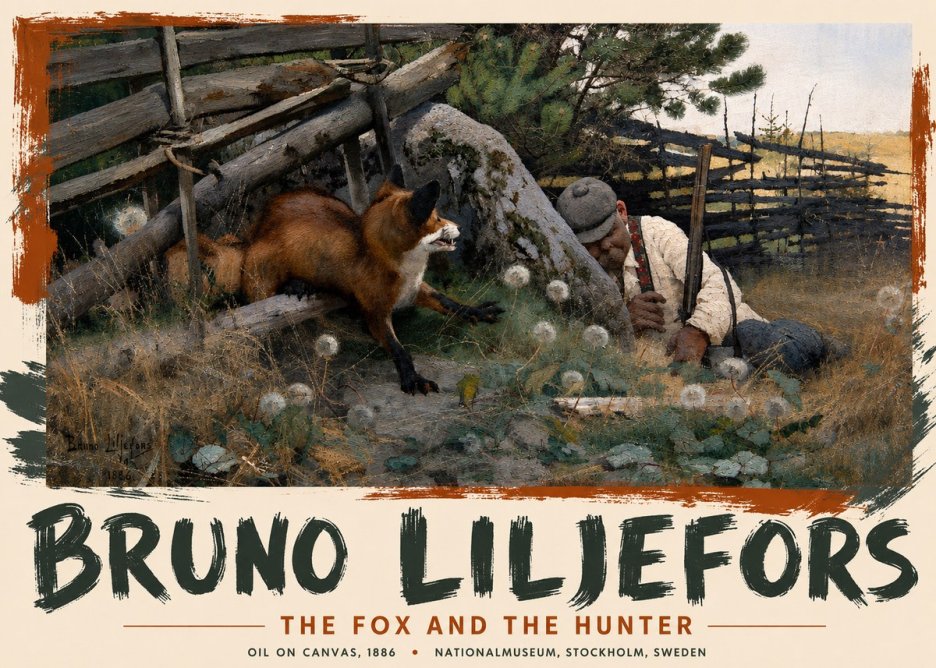 Bruno Liljefors The Fox and the Hunter No3 - Plakát