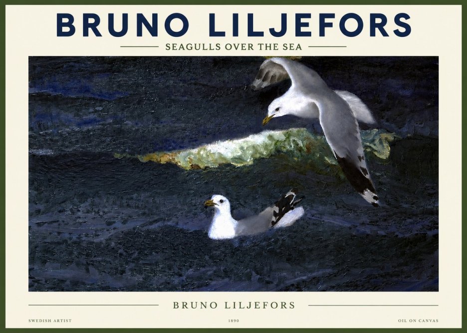 Bruno Liljefors Seagulls over the Sea No2 - Plakát
